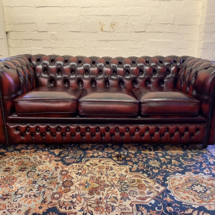 Outstanding Quality Oxblood Deep Buttoned Leather Three Seater Chesterfield Sofa - Now Sold