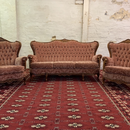 Stunning French Carved Walnut Three Seater Sofa And Two Matching Armchairs - Now Sold
