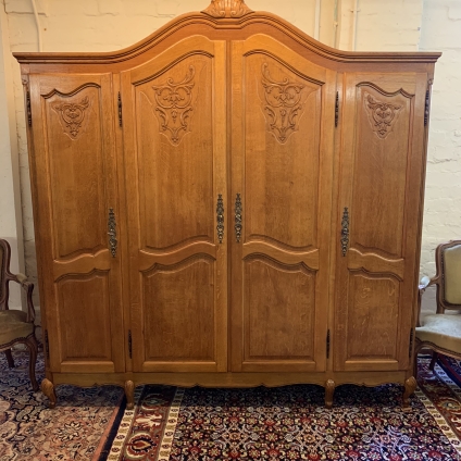 Outstanding Quality French Carved Oak Four-door Armoire/wardrobe