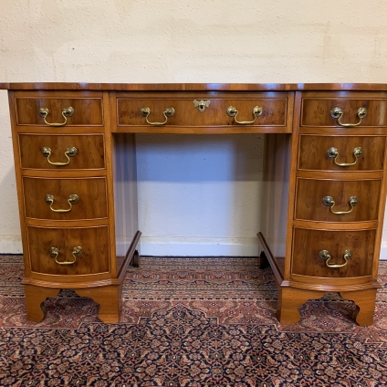 Fabulous Bevan Funnell Yew Wood Shaped Leather Topped Desk - Now Sold