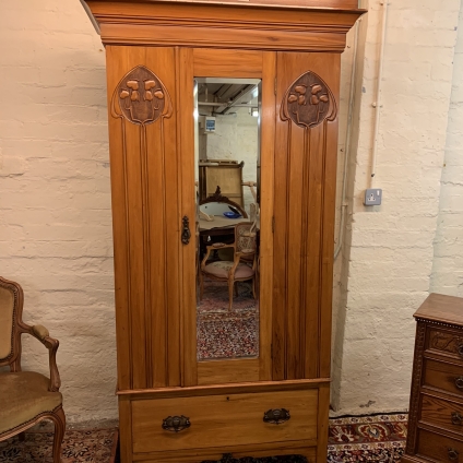 Fabulous Antique Satinwood Art Nouveau Mirror Door Wardrobe Circa 1910 - Now Sold