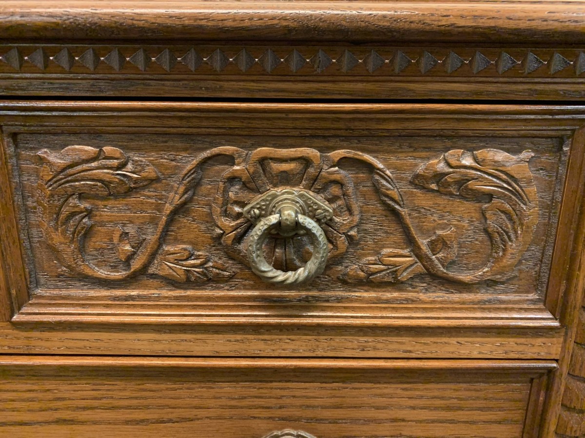 Outstanding Quality Carved Oak Jaycee Chest Of Five Drawers - Now Sold - Image 6
