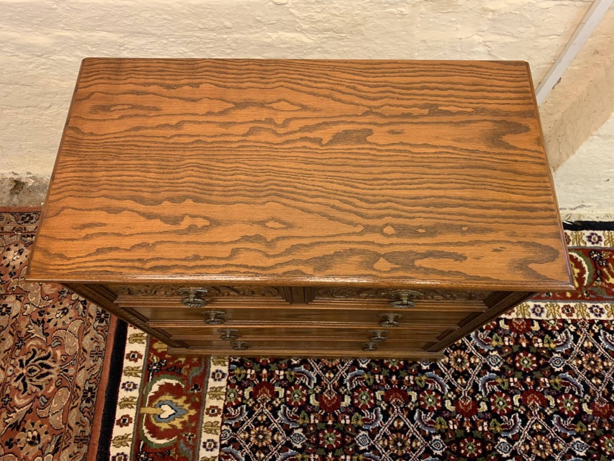 Outstanding Quality Carved Oak Jaycee Chest Of Five Drawers - Now Sold - Image 7