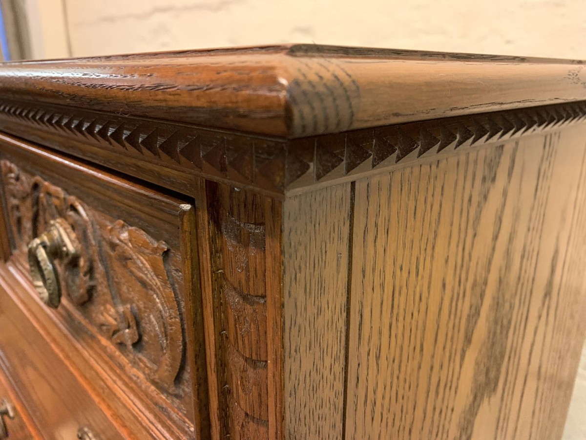 Outstanding Quality Carved Oak Jaycee Chest Of Five Drawers - Now Sold - Image 9
