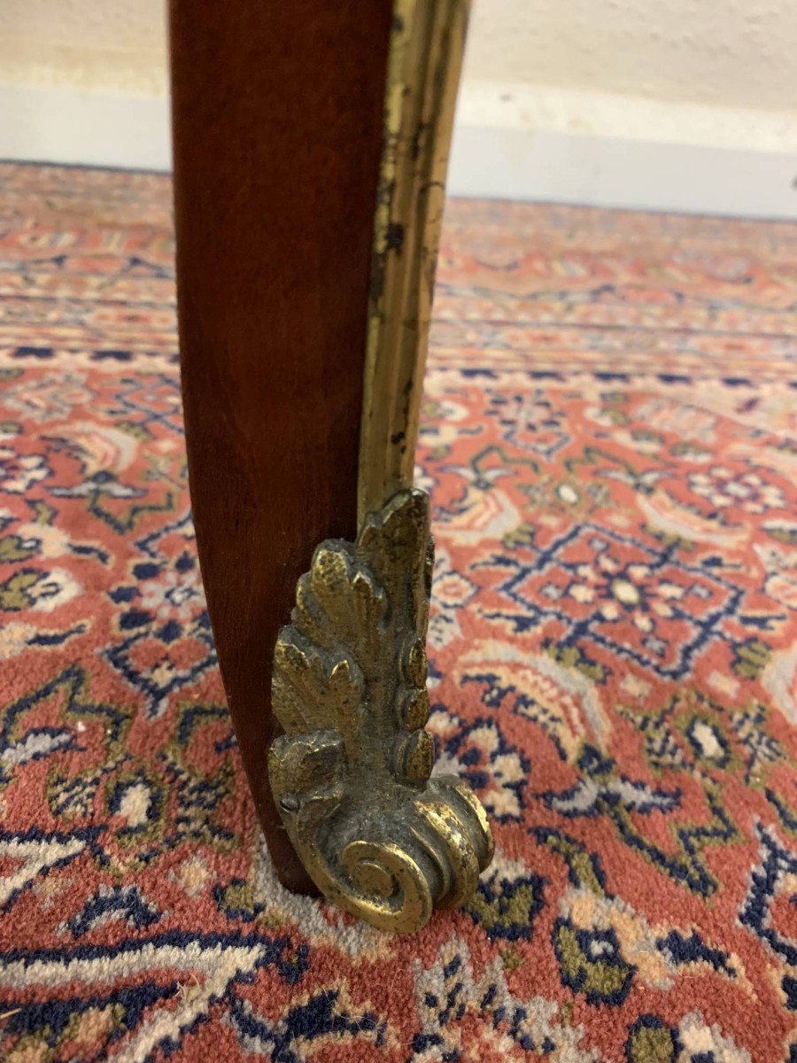 Antique French Louis Xv Inlaid Mahogany & Gilt Marble Top Bedside Cabinets - Now Sold - Image 11