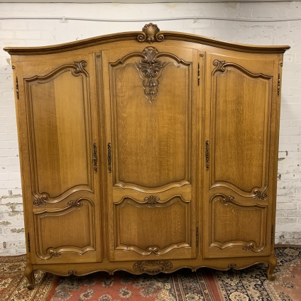 Outstanding Quality French Carved Oak Three Door Armoire/wardrobe - Now Sold