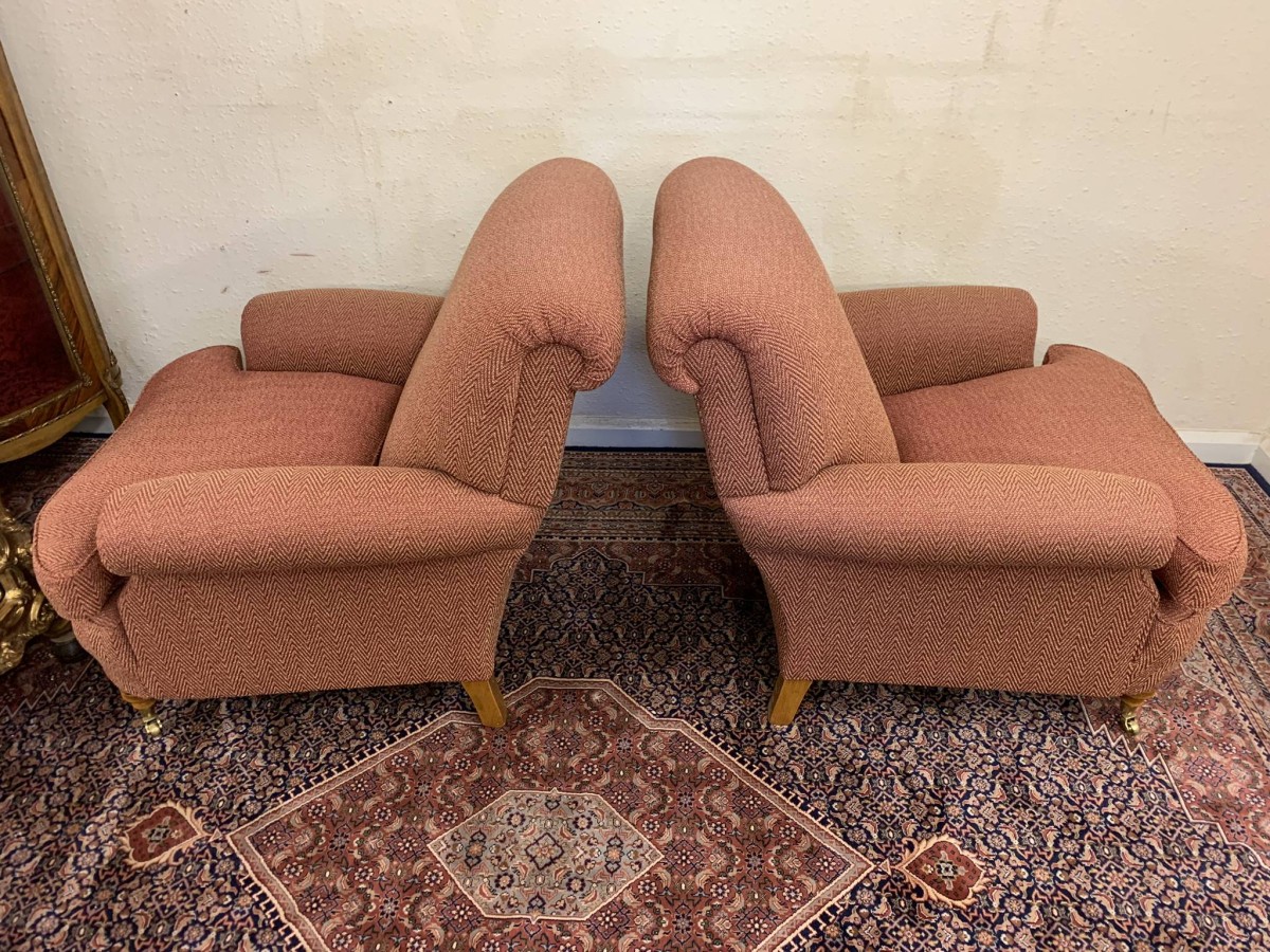 Superb Quality Pair Of Antique Style Upholstered Armchairs - Now Sold - Image 12