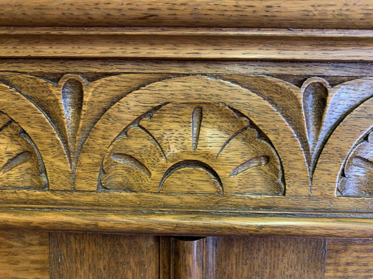 Outstanding Quality Carved Oak Glazed Two Door Bookcase Circa 1900- Now Sold - Image 19