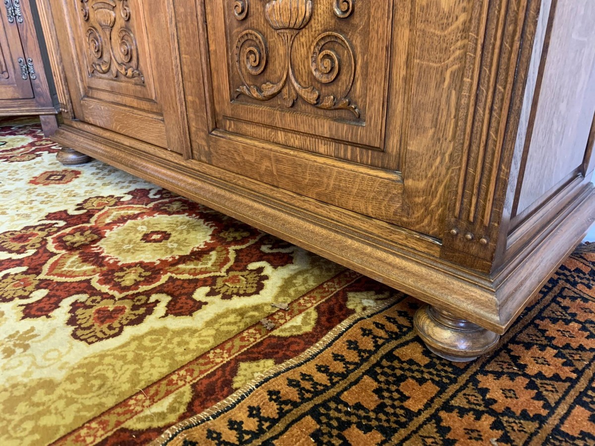 Outstanding Quality Carved Oak Glazed Two Door Bookcase Circa 1900- Now Sold - Image 21