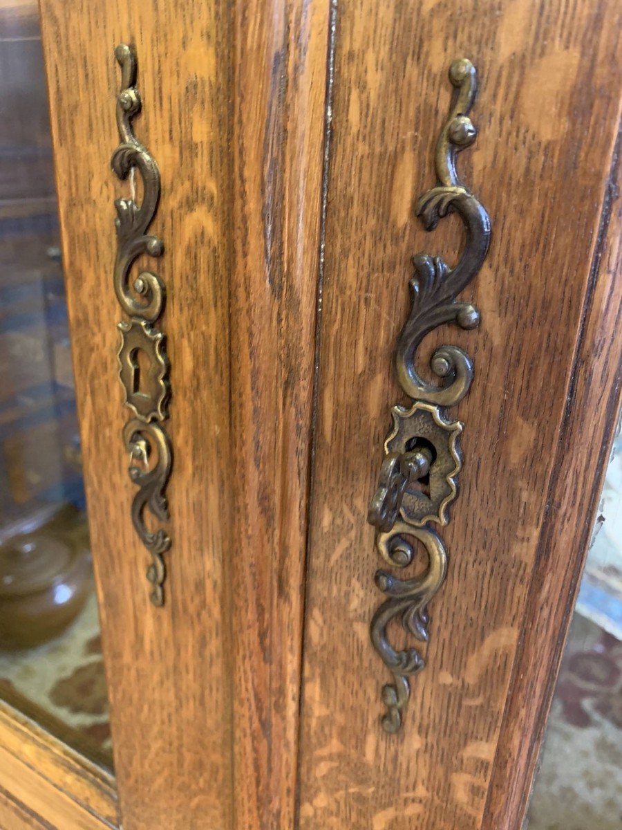Outstanding Quality Carved Oak Glazed Two Door Bookcase Circa 1900- Now Sold - Image 7