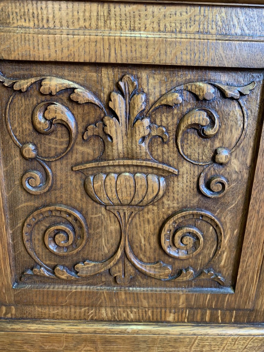 Outstanding Quality Carved Oak Glazed Two Door Bookcase Circa 1900- Now Sold - Image 8