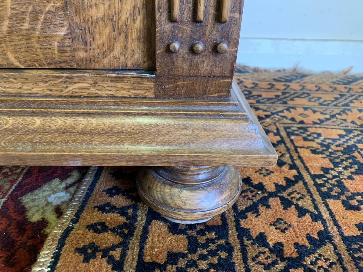 Outstanding Quality Carved Oak Glazed Two Door Bookcase Circa 1900- Now Sold - Image 9