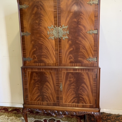 Outstanding Quality Mid Century Carved Walnut Cocktail Cabinet/bar - Now Sold