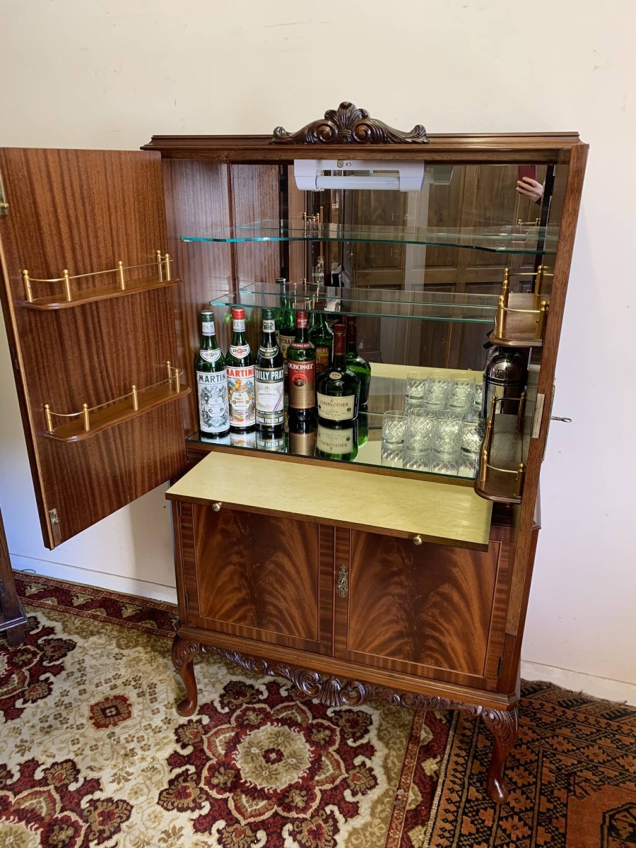 Outstanding Quality Mid Century Carved Walnut Cocktail Cabinet/bar - Now Sold - Image 22