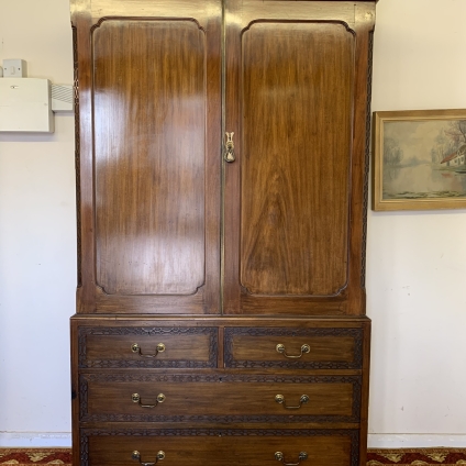 Fabulous Quality Edwardian Carved Mahogany Linen Press/cupboard Circa 1910 - Now Sold