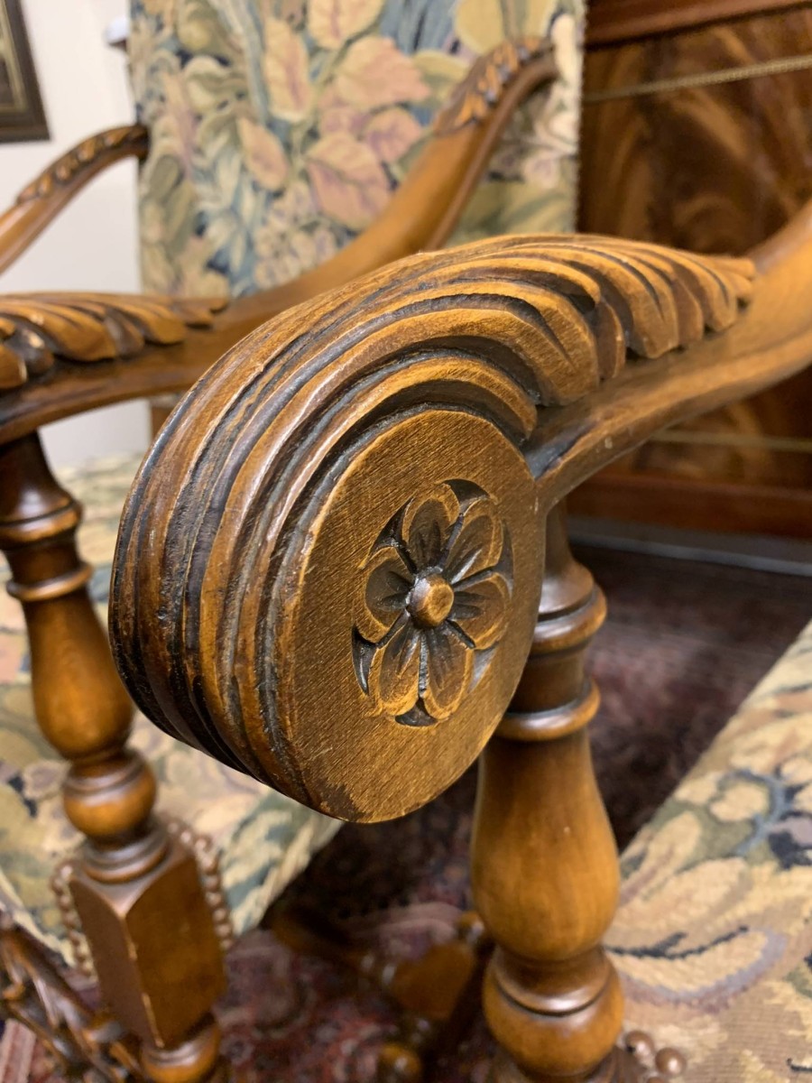 Fabulous Pair Of French Carved Walnut Throne Chairs/armchairs Circa 1930 - Image 18