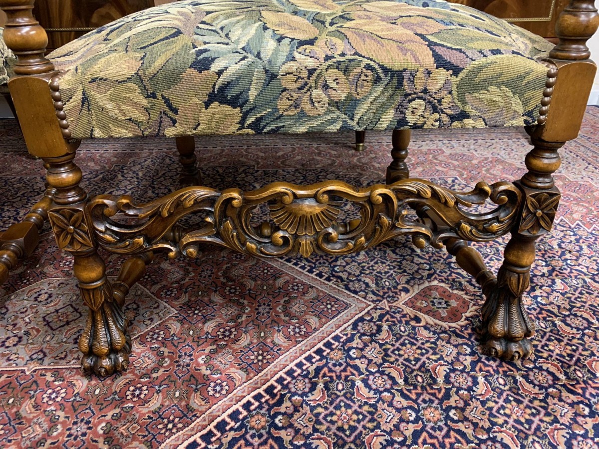 Fabulous Pair Of French Carved Walnut Throne Chairs/armchairs Circa 1930 - Image 7