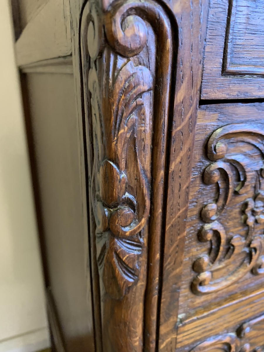 Fantastic Quality Antique French Carved Oak Secretaire/bookcase/desk Circa 1920 - Now Sold - Image 12