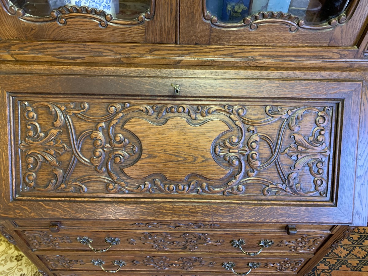Fantastic Quality Antique French Carved Oak Secretaire/bookcase/desk Circa 1920 - Now Sold - Image 15