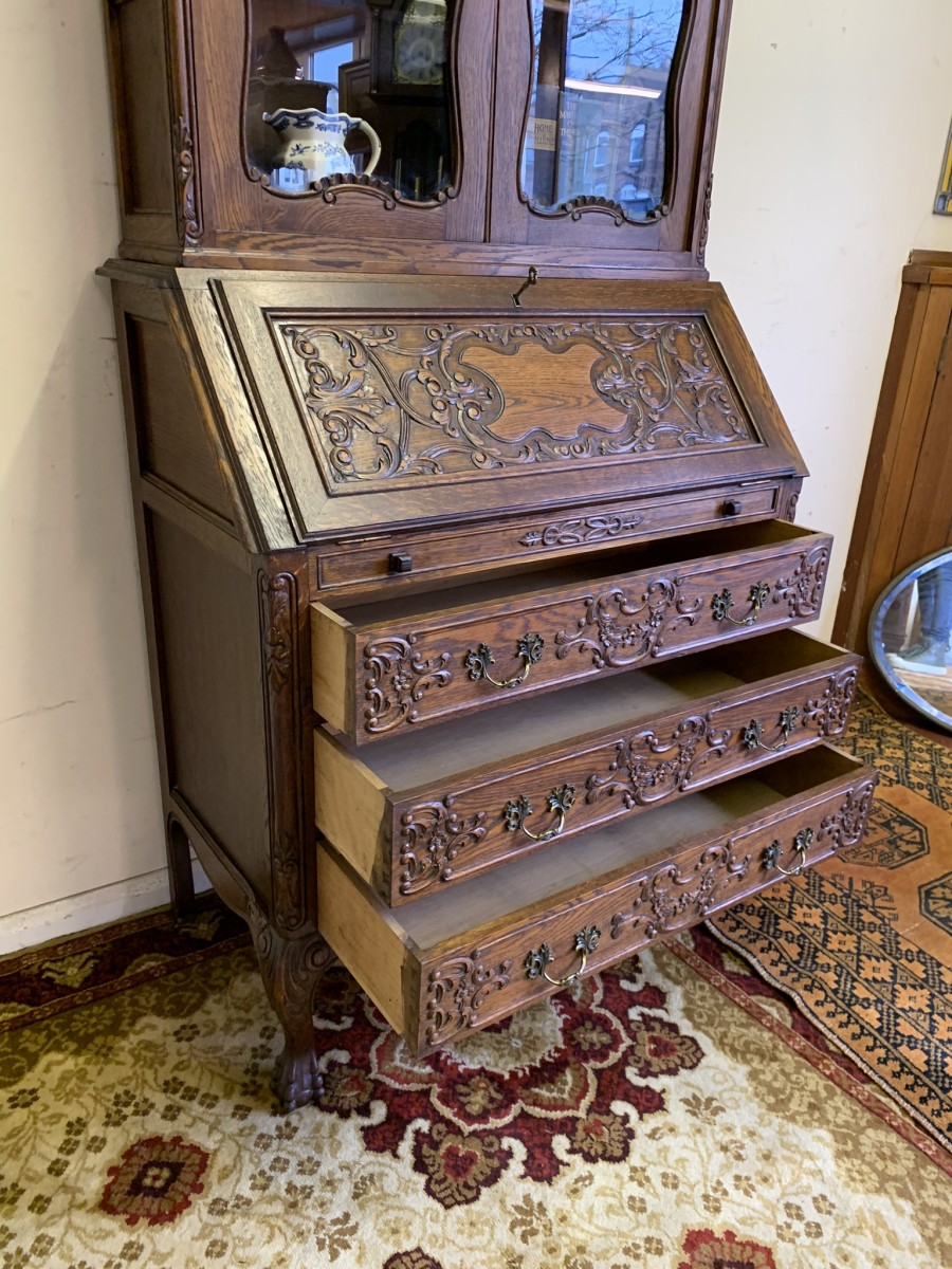 Fantastic Quality Antique French Carved Oak Secretaire/bookcase/desk Circa 1920 - Now Sold - Image 23