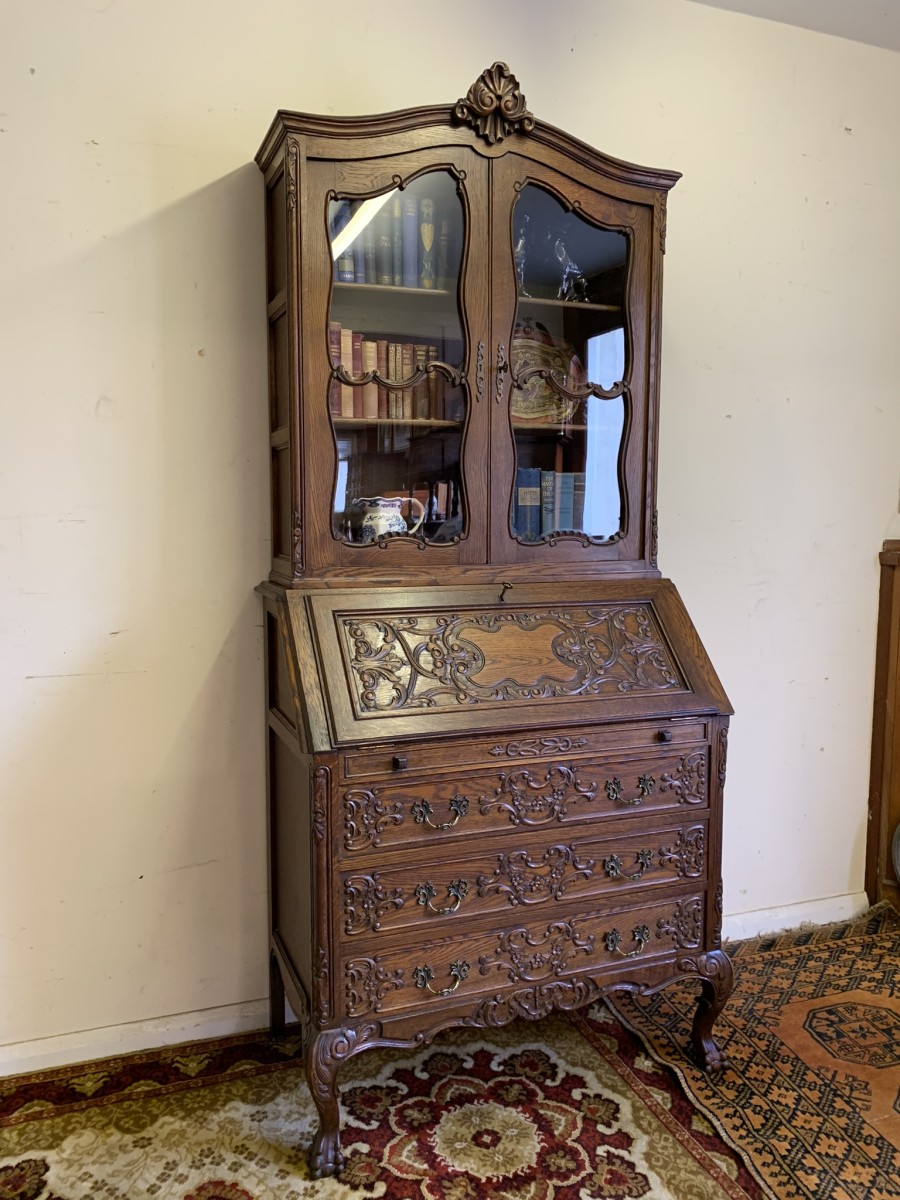 Fantastic Quality Antique French Carved Oak Secretaire/bookcase/desk Circa 1920 - Now Sold - Image 3