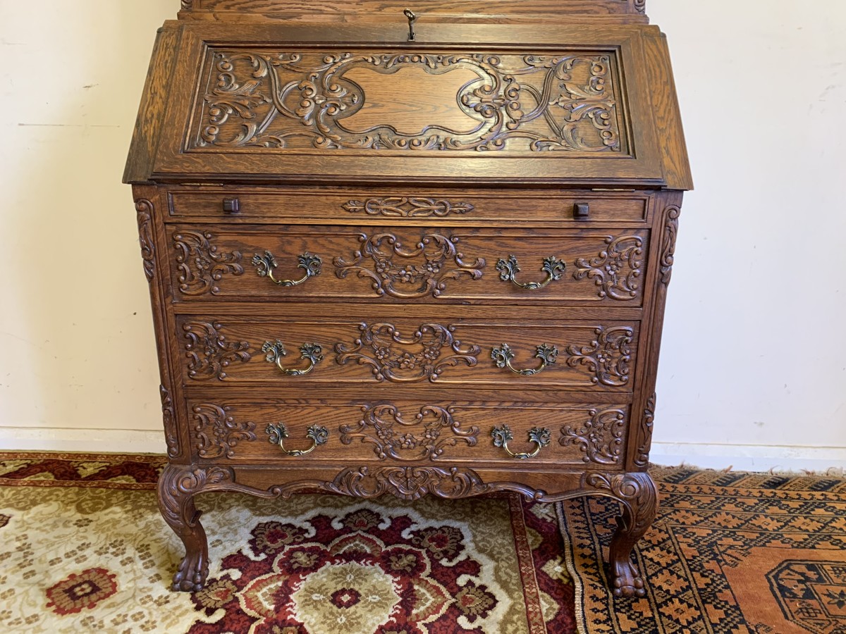 Fantastic Quality Antique French Carved Oak Secretaire/bookcase/desk Circa 1920 - Now Sold - Image 4