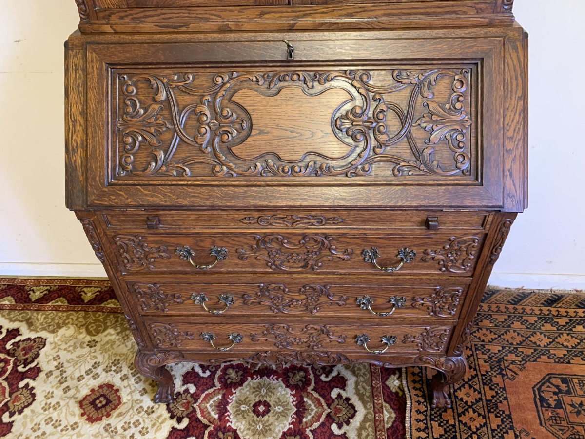 Fantastic Quality Antique French Carved Oak Secretaire/bookcase/desk Circa 1920 - Now Sold - Image 5