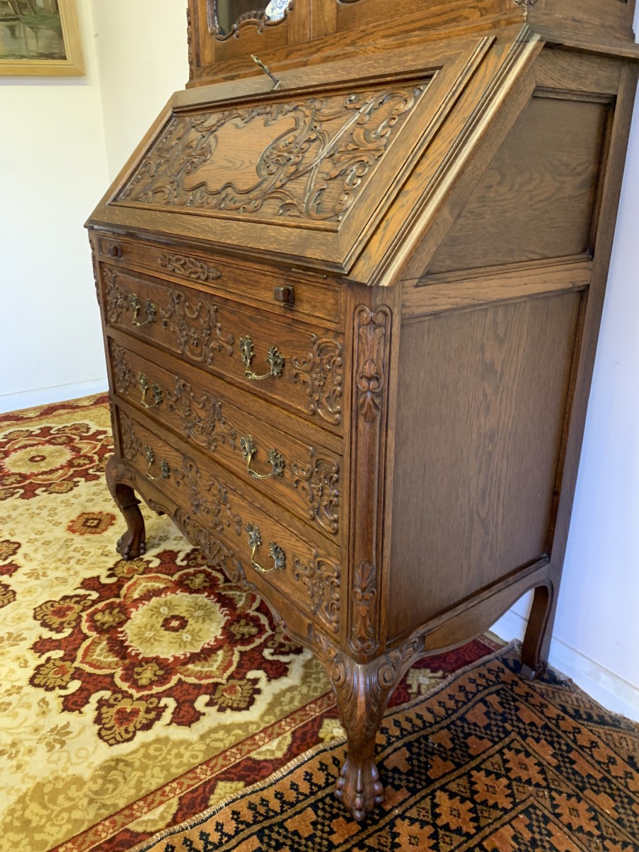 Fantastic Quality Antique French Carved Oak Secretaire/bookcase/desk Circa 1920 - Now Sold - Image 9
