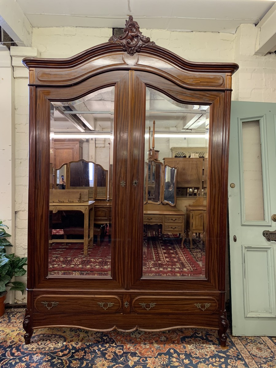 Antique French Carved Mahogany Double Mirrored Door Armoire/wardrobe Circa 1890 - Now Sold