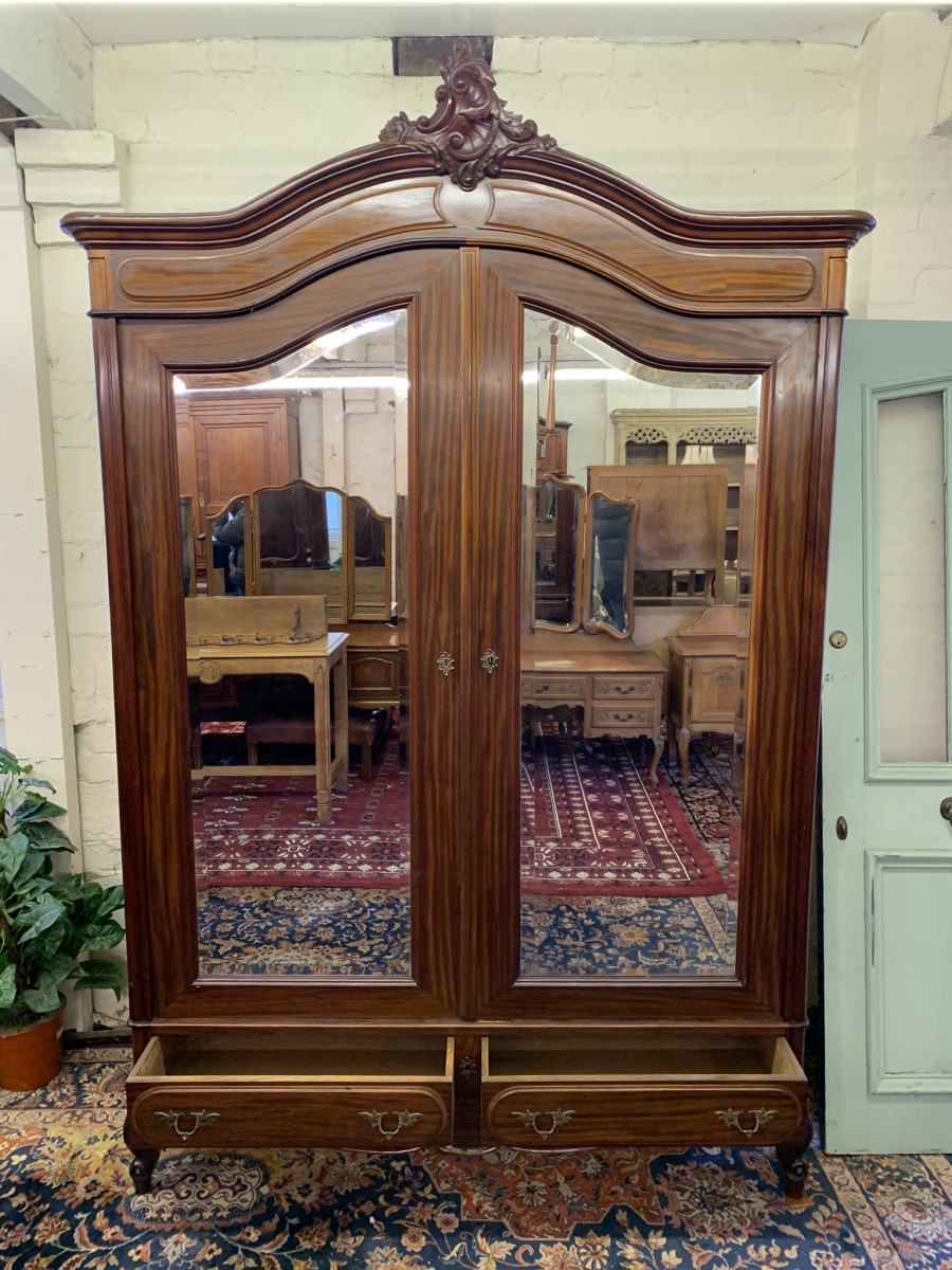 Antique French Carved Mahogany Double Mirrored Door Armoire/wardrobe Circa 1890 - Now Sold - Image 12