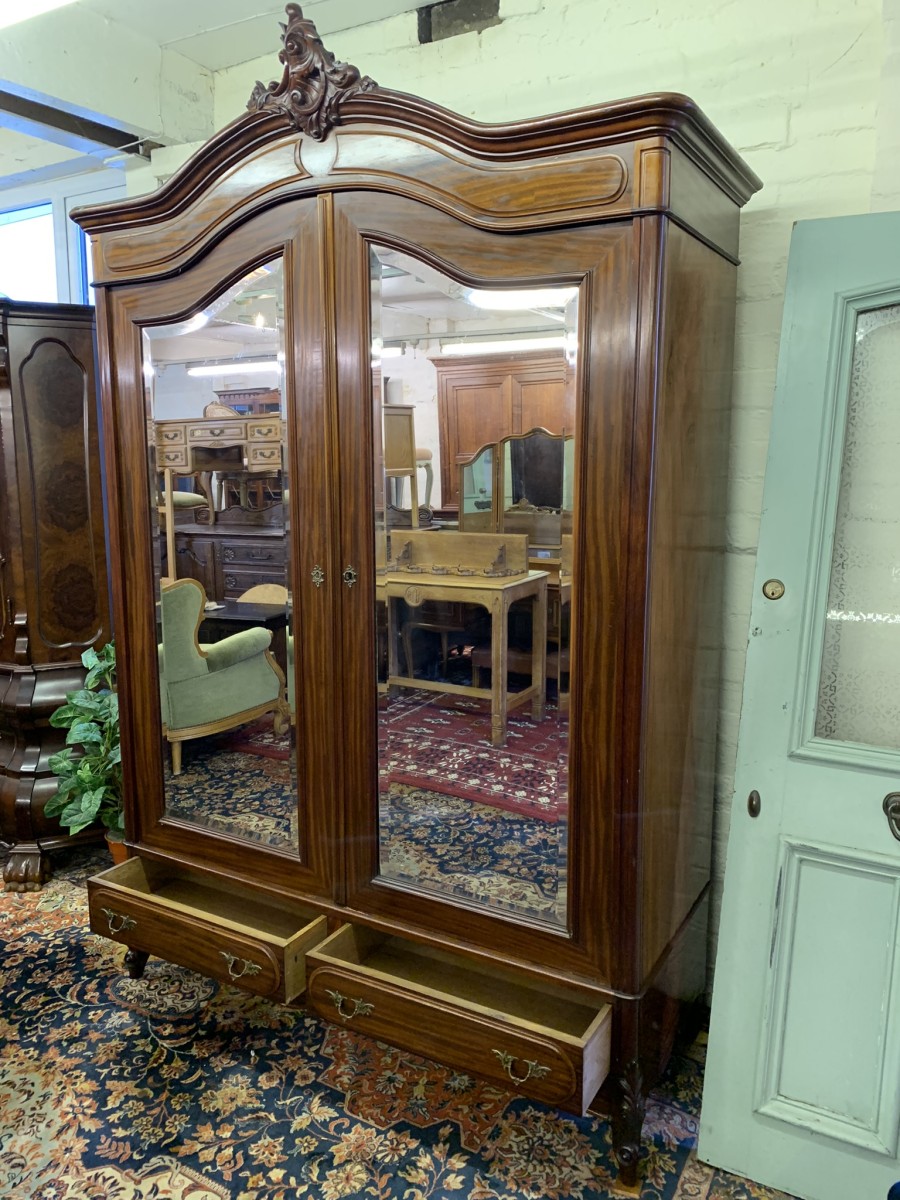 Antique French Carved Mahogany Double Mirrored Door Armoire/wardrobe Circa 1890 - Now Sold - Image 14