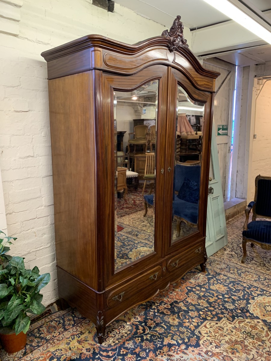 Antique French Carved Mahogany Double Mirrored Door Armoire/wardrobe Circa 1890 - Now Sold - Image 3