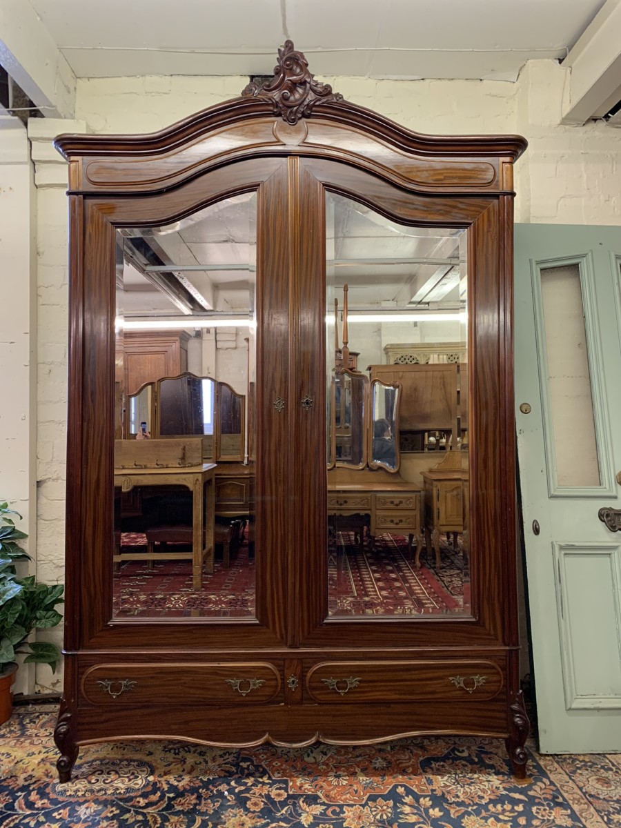 Antique French Carved Mahogany Double Mirrored Door Armoire/wardrobe Circa 1890 - Now Sold - Image 9