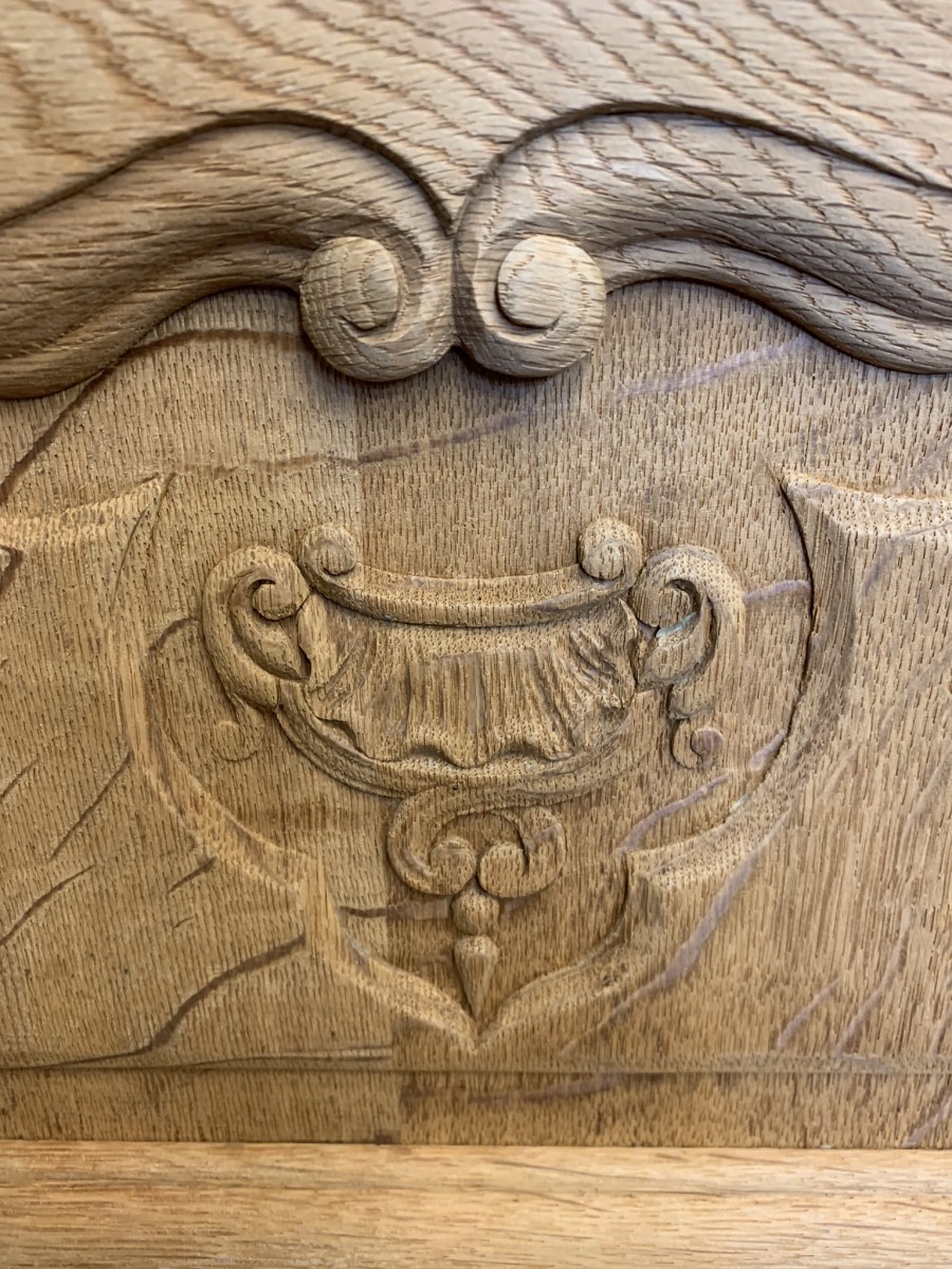 Impressive Pair Of French Antique Carved Oak Raw Wood Bedsides Circa 1890 - Now Sold - Image 11