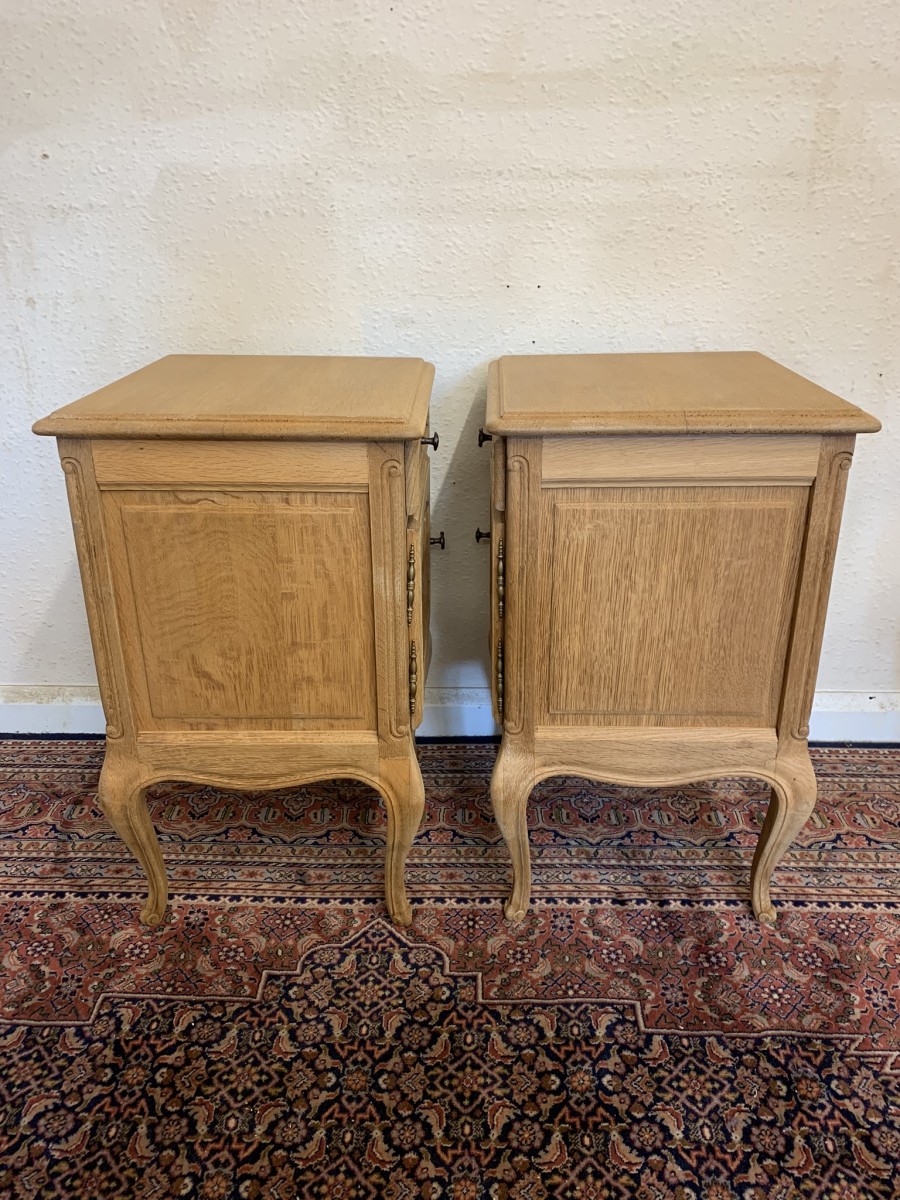 Impressive Pair Of French Antique Carved Oak Raw Wood Bedsides Circa 1890 - Now Sold - Image 15