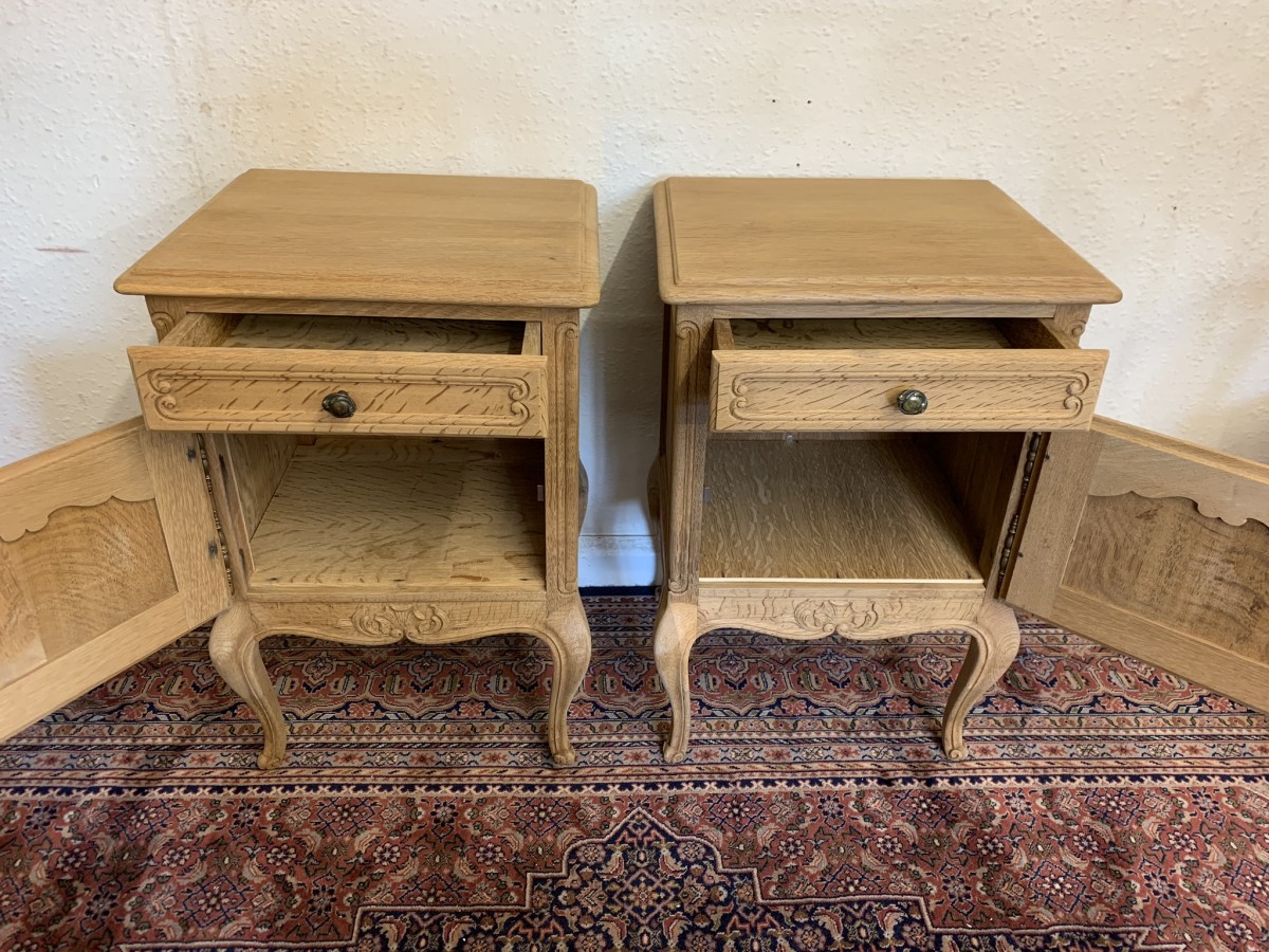 Impressive Pair Of French Antique Carved Oak Raw Wood Bedsides Circa 1890 - Now Sold - Image 19