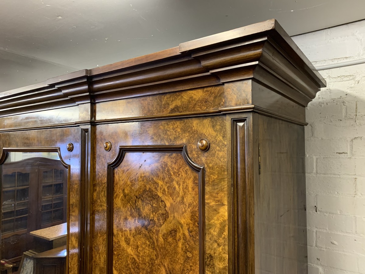Stunning Burr Walnut Victorian Mirror Door Wardrobe - Now Sold - Image 10