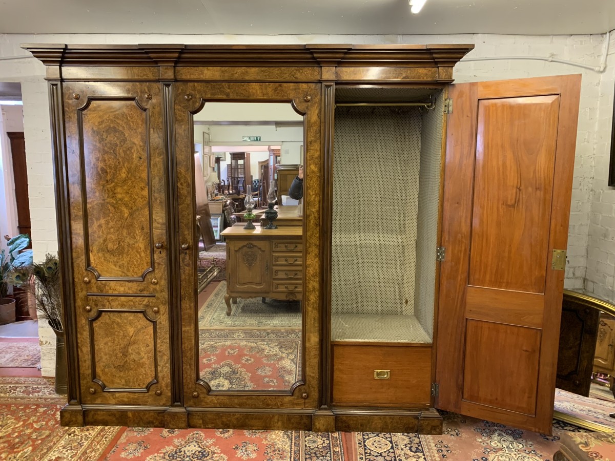Stunning Burr Walnut Victorian Mirror Door Wardrobe - Now Sold - Image 13