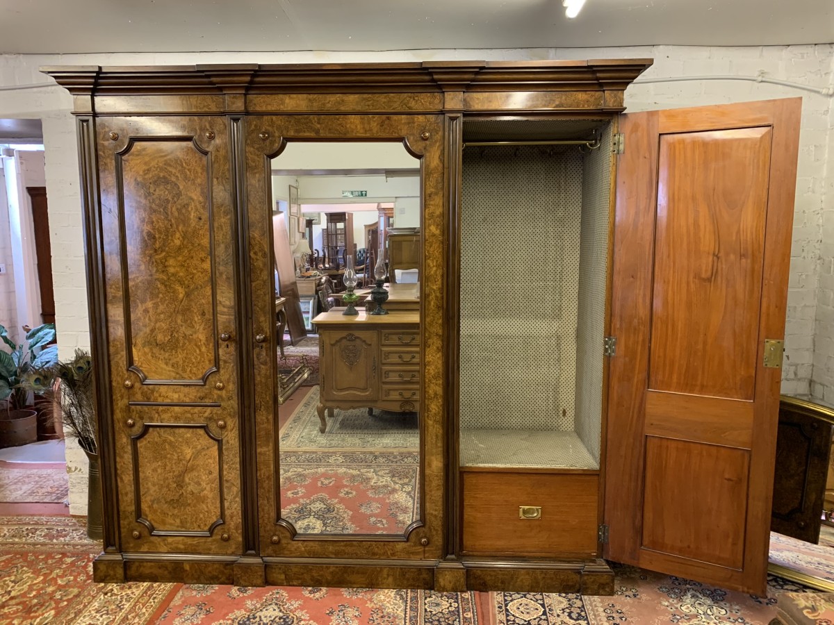 Stunning Burr Walnut Victorian Mirror Door Wardrobe - Now Sold - Image 14