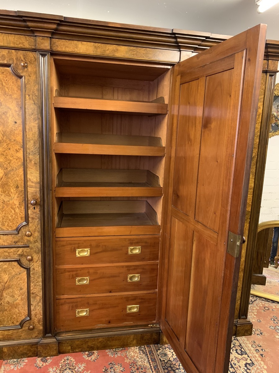 Stunning Burr Walnut Victorian Mirror Door Wardrobe - Now Sold - Image 22