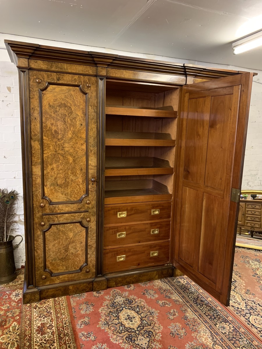 Stunning Burr Walnut Victorian Mirror Door Wardrobe - Now Sold - Image 24