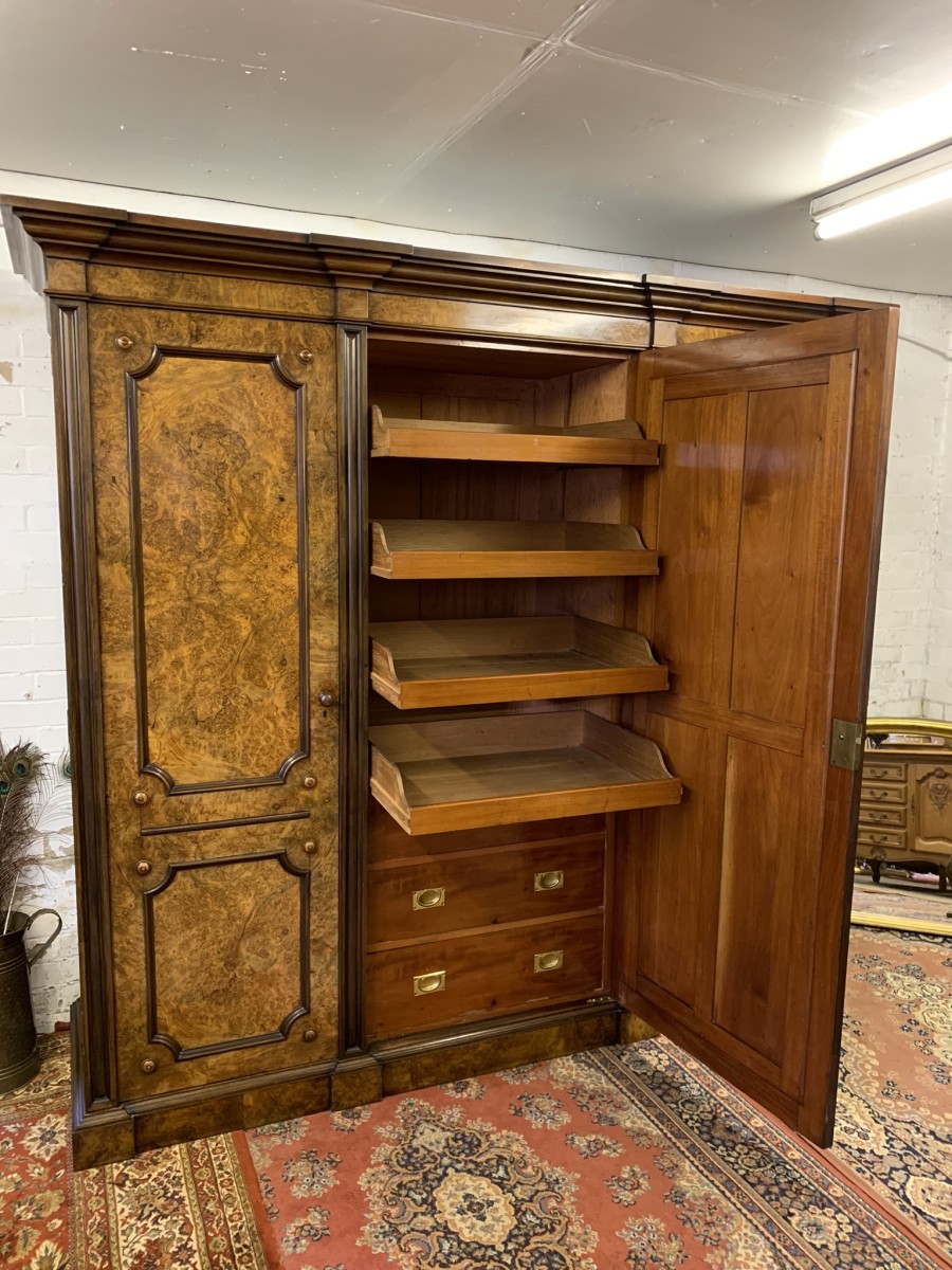 Stunning Burr Walnut Victorian Mirror Door Wardrobe - Now Sold - Image 27
