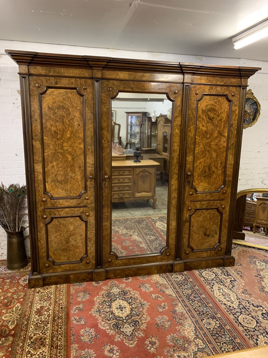 Stunning Burr Walnut Victorian Mirror Door Wardrobe - Now Sold - Image 3