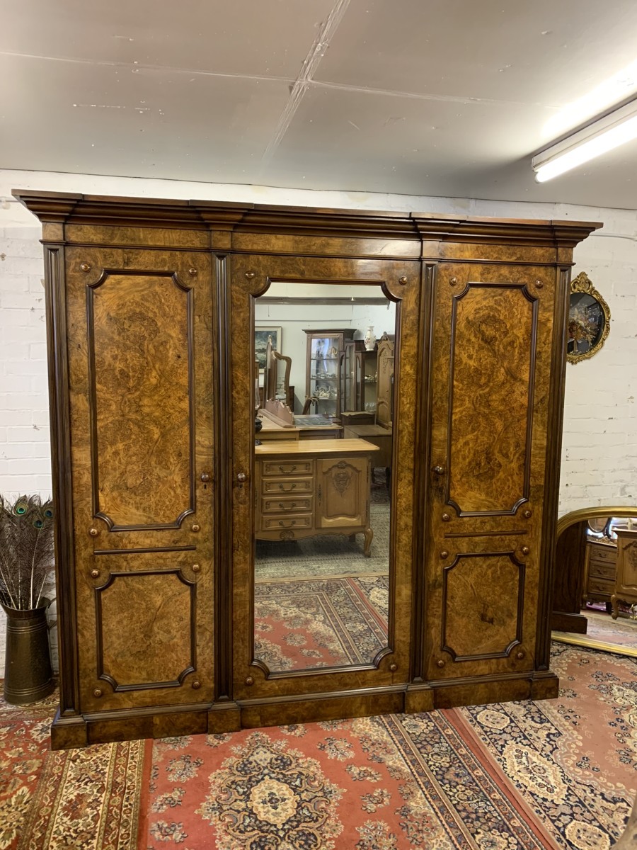 Stunning Burr Walnut Victorian Mirror Door Wardrobe - Now Sold - Image 32