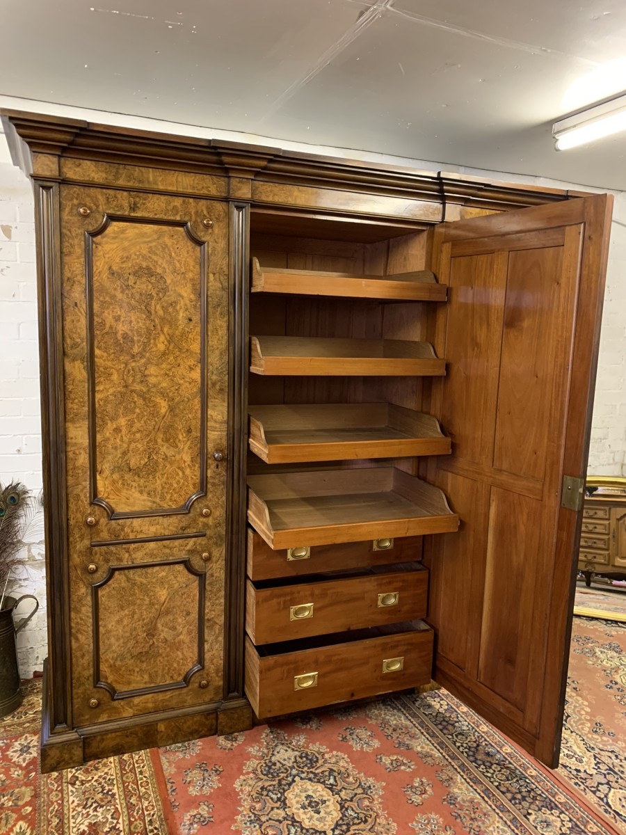Stunning Burr Walnut Victorian Mirror Door Wardrobe - Now Sold - Image 35