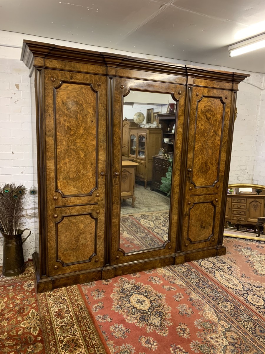 Stunning Burr Walnut Victorian Mirror Door Wardrobe - Now Sold - Image 4