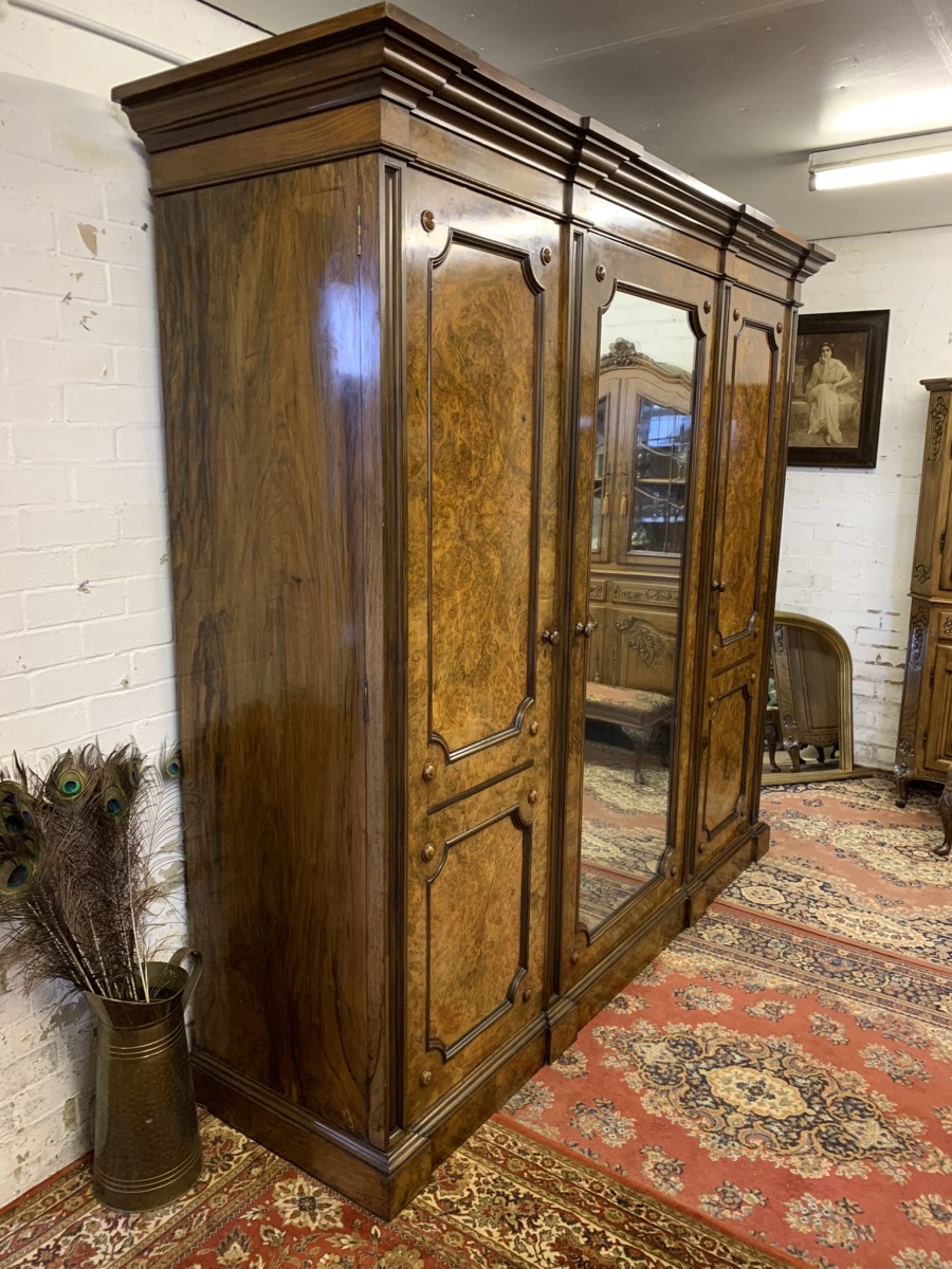Stunning Burr Walnut Victorian Mirror Door Wardrobe - Now Sold - Image 5