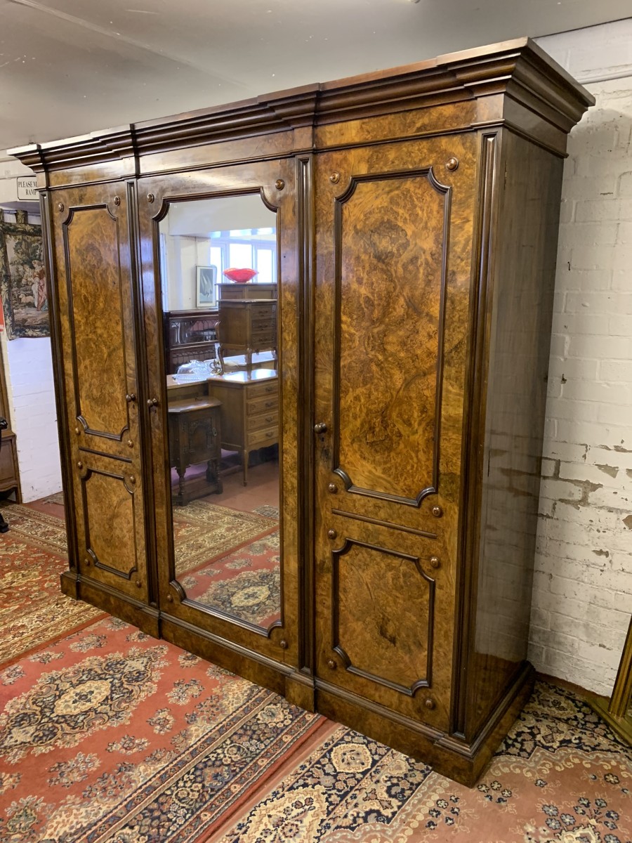Stunning Burr Walnut Victorian Mirror Door Wardrobe - Now Sold - Image 6