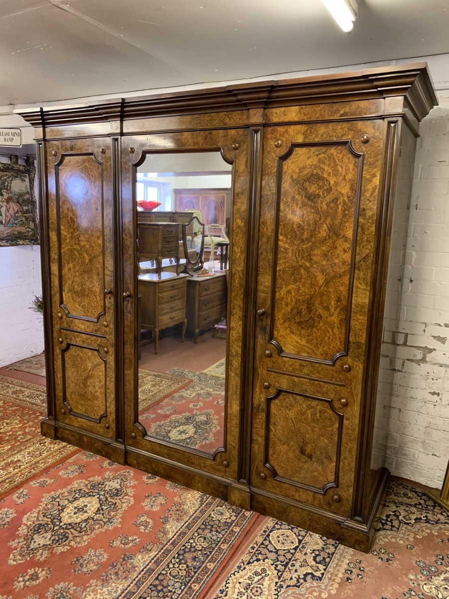 Stunning Burr Walnut Victorian Mirror Door Wardrobe - Now Sold - Image 7