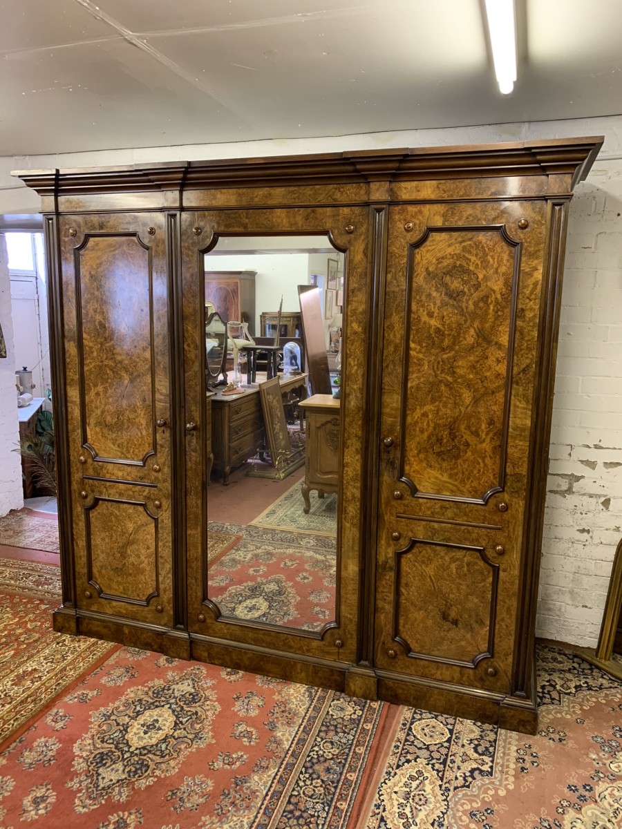 Stunning Burr Walnut Victorian Mirror Door Wardrobe - Now Sold - Image 8